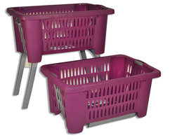 Wasmand op poten aubergine