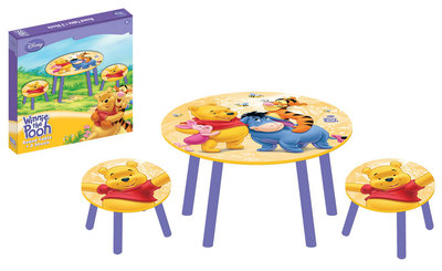 Ronde tafel met 2 krukjes Winnie the Pooh