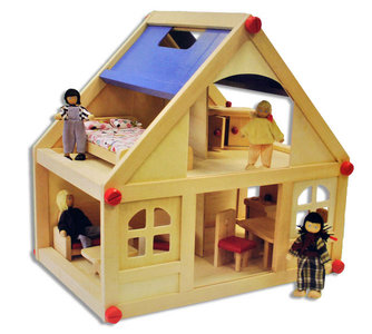 Houten poppenhuis 13-delig